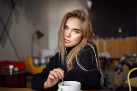 blonde blue eyes depth of field woman model HD Desktop Wallpaper | Background Image