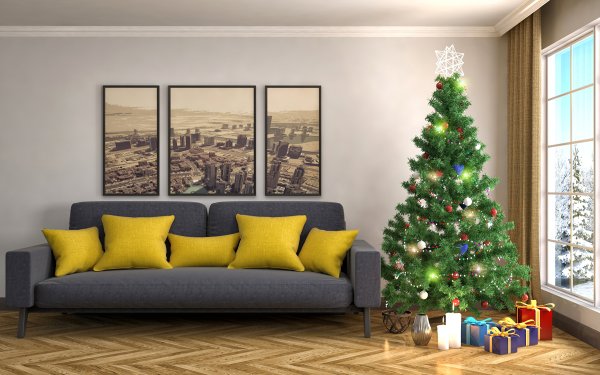 Holiday Christmas Christmas Tree Furniture Decoration Gift HD Wallpaper | Background Image