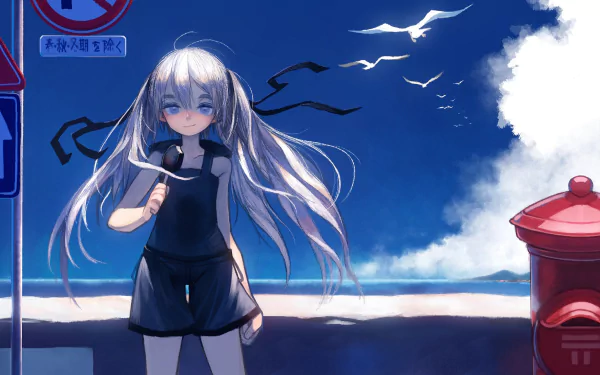 twintails white hair Anime Original HD Desktop Wallpaper | Background Image