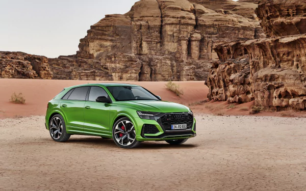 SUV green car car desert Audi vehicle Audi RS Q8 HD Desktop Wallpaper | Background Image