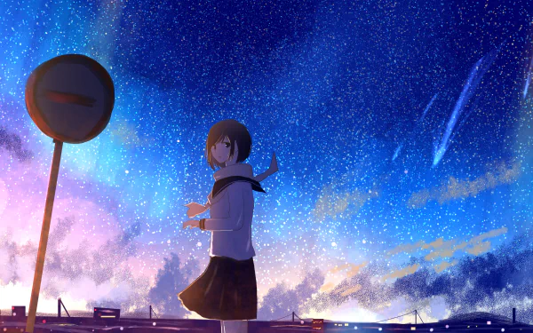 shooting star starry sky Anime Original HD Desktop Wallpaper | Background Image