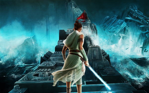 Movie Star Wars: The Rise of Skywalker Star Wars Rey Lightsaber Kylo Ren HD Wallpaper | Background Image
