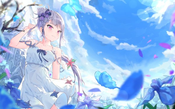Anime Original Butterfly Flower HD Wallpaper | Background Image