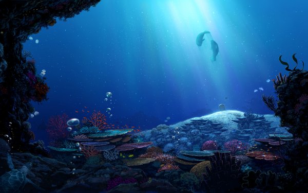 Anime Underwater Fish HD Wallpaper | Background Image