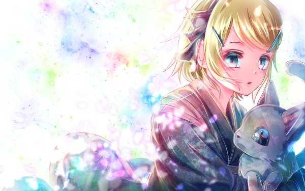 Anime Vocaloid Short Hair Blonde Blue Eyes Face HD Wallpaper | Background Image