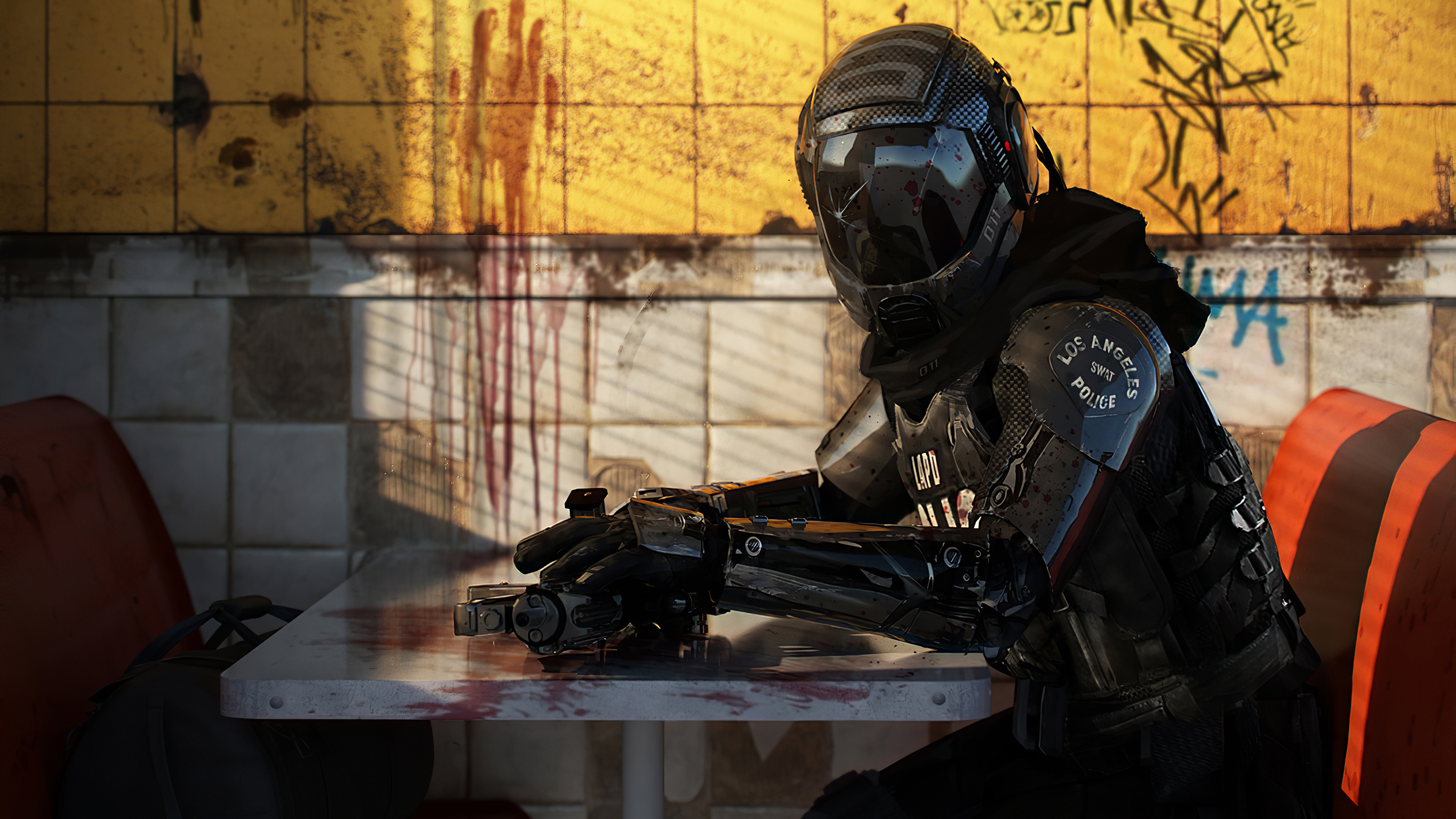 Download Futuristic Police Sci Fi Warrior 4k Ultra HD Wallpaper by ...