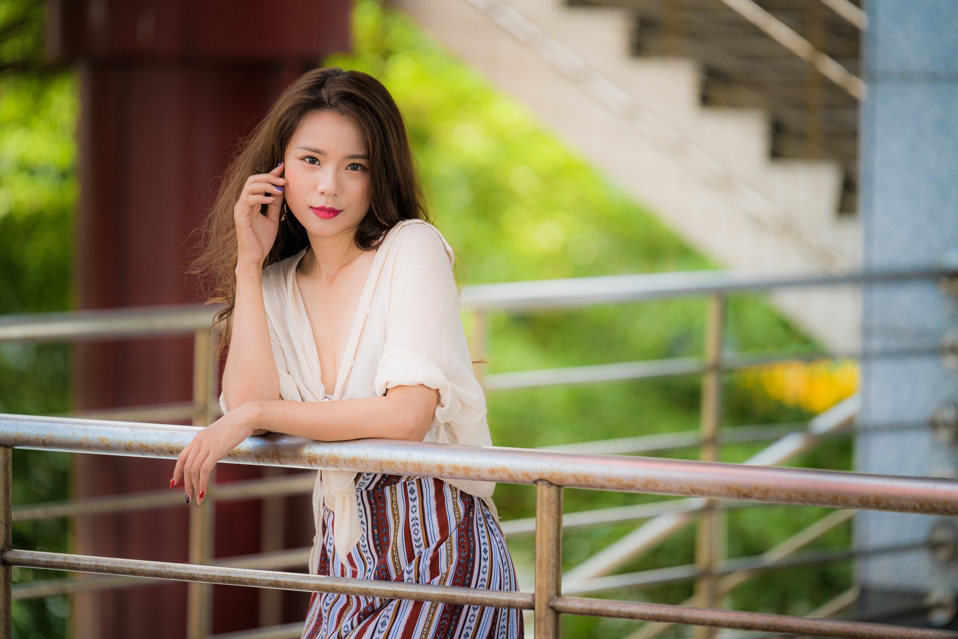 Download Brunette Lipstick Depth Of Field Model Woman Asian 4k Ultra HD Wallpaper