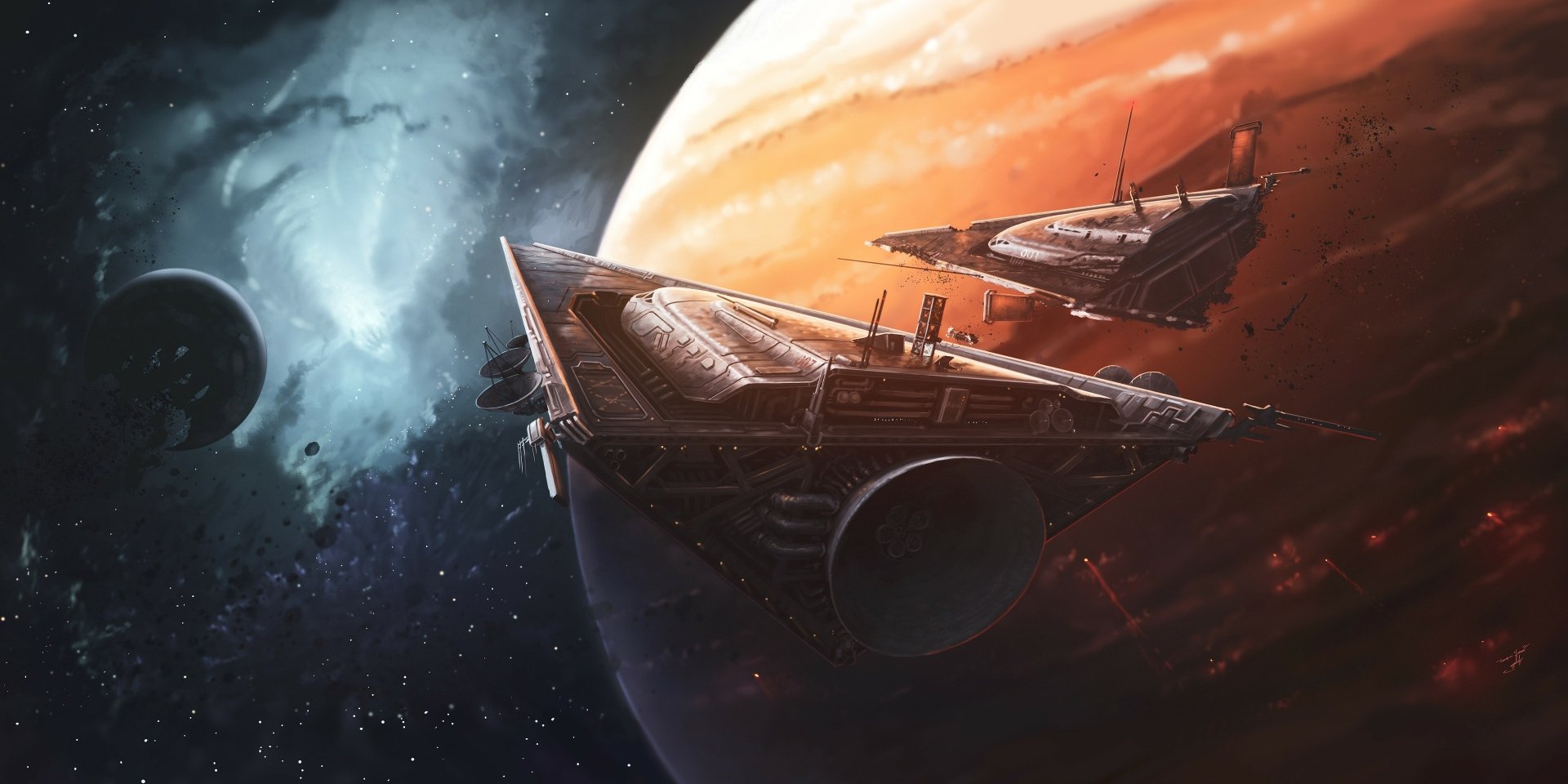 Download Space Planet Sci Fi Spaceship HD Wallpaper by Dmitrii Ustinov