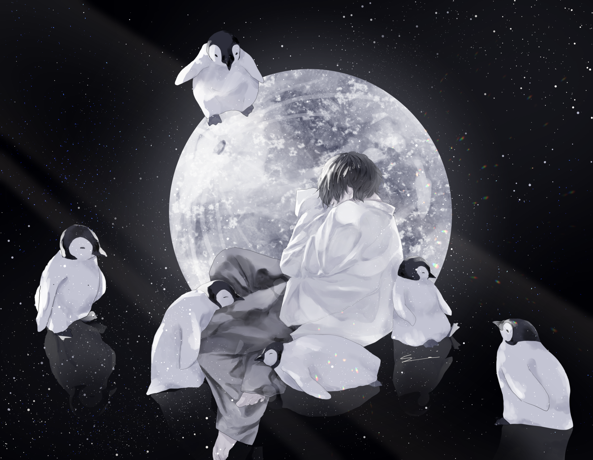 Download Pixel Art Penguin Anime Original 4k Ultra HD Wallpaper by 世