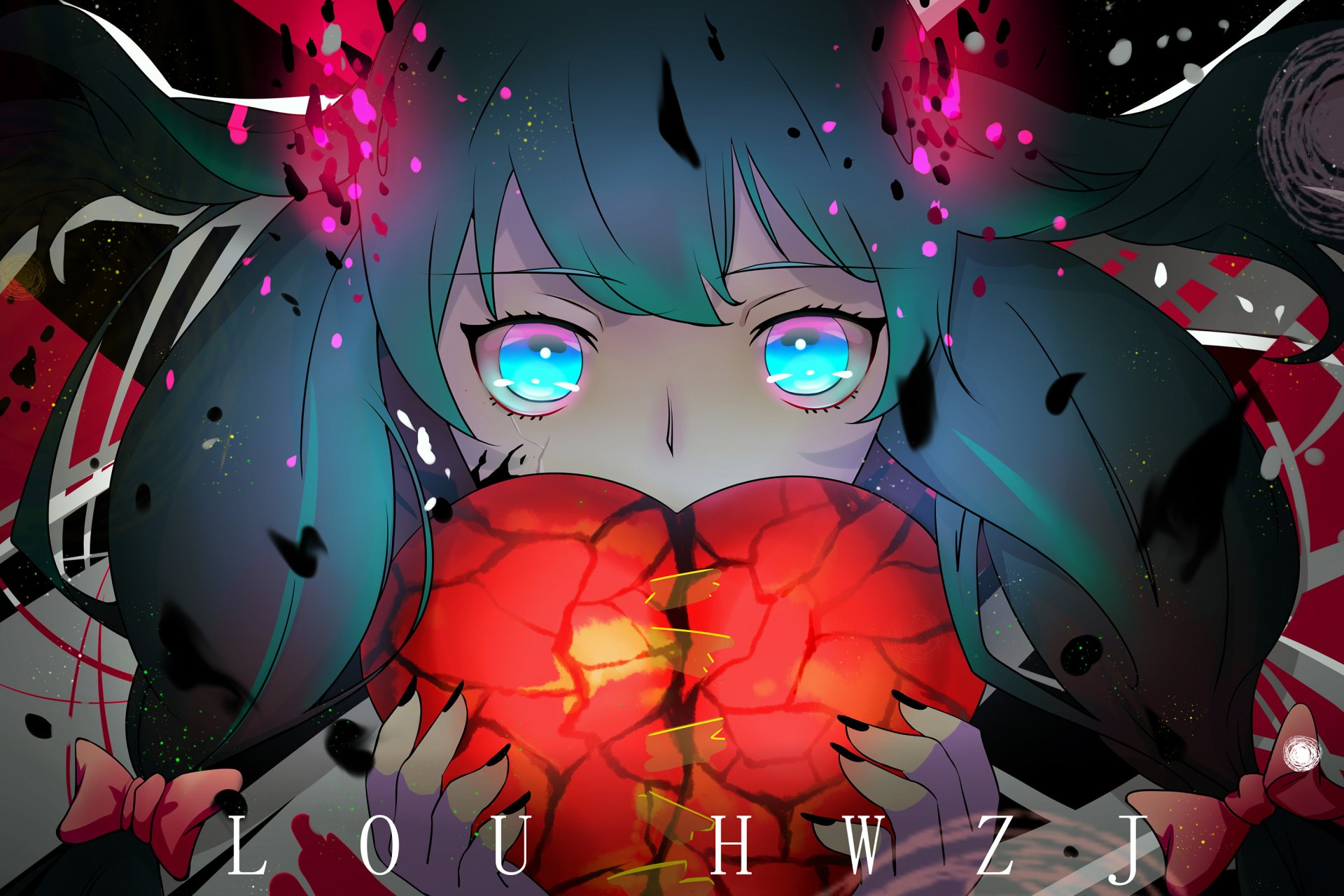 Download Heart Aqua Eyes Aqua Hair Anime Original HD Wallpaper by 犬句0615