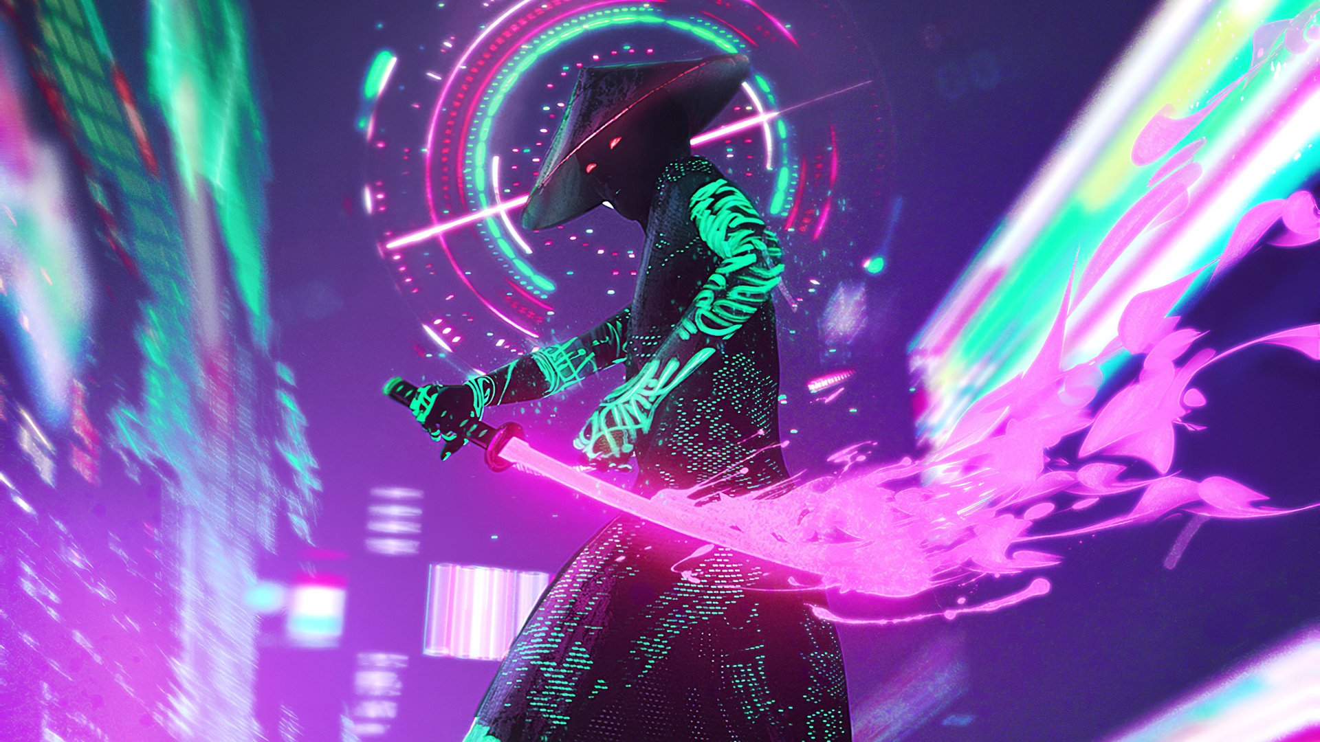 Рейв стендофф. Cyberpunk 2077 Samurai арт. Обои Neon Samurai.