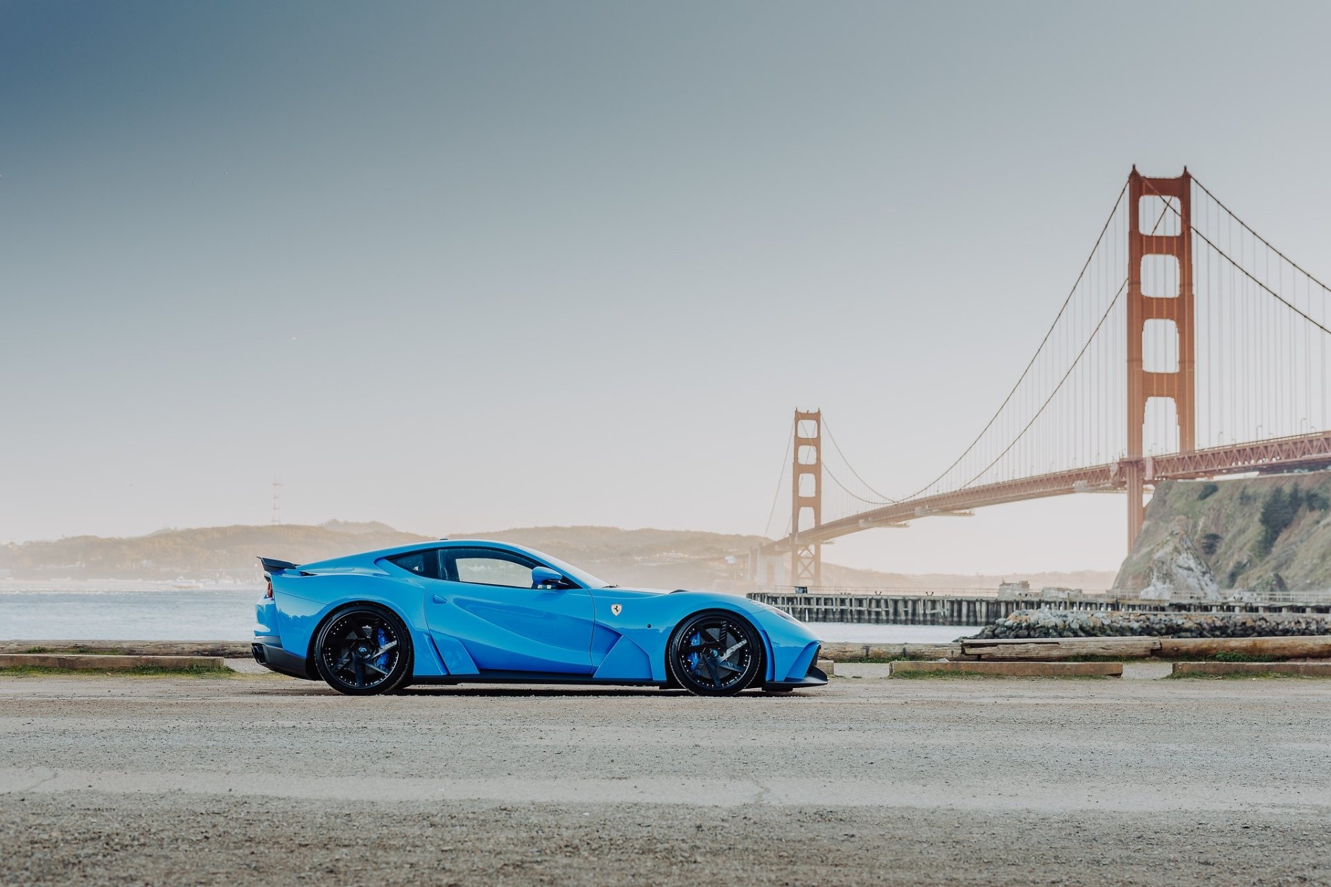 Download Golden Gate Bridge Ferrari Car Supercar Bridge Vehicle Ferrari 812 Superfast HD Wallpaper