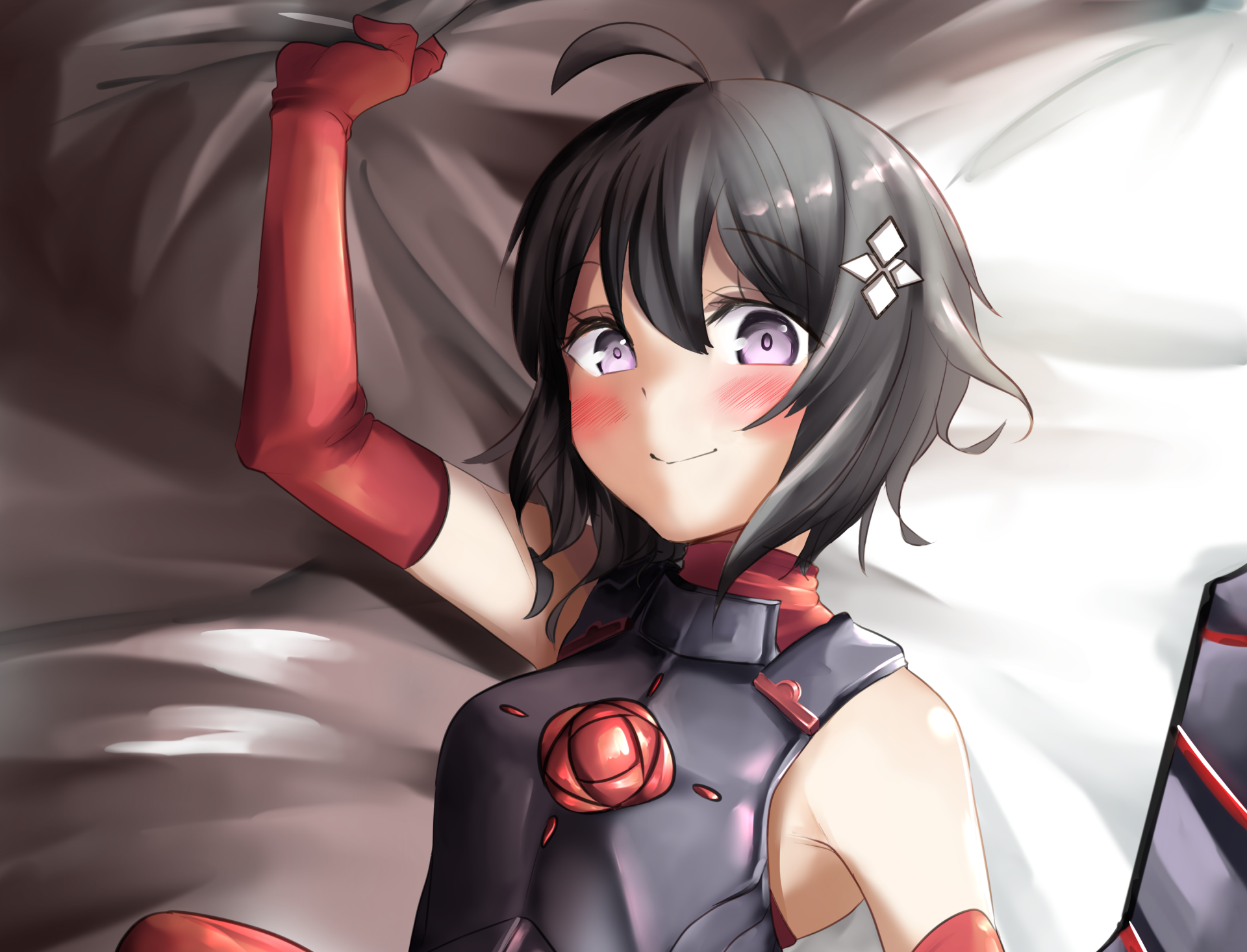 HD anime desktop wallpaper featuring Maple from Bofuri: I Don't Want to Get Hurt, so I'll Max Out My Defense, showcasing her with a soft smile and dark hair.