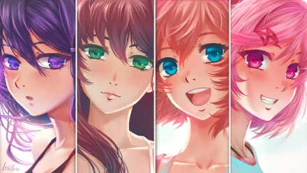 Natsuki (Doki Doki Literature Club!) Yuri (Doki Doki Literature Club!) Sayori (Doki Doki Literature Club!) Monika (Doki Doki Literature Club!) video game Doki Doki Literature Club! HD Desktop Wallpaper | Background Image