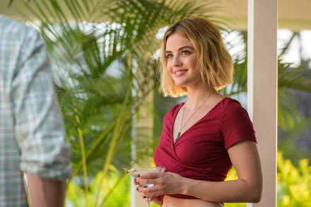 Lucy Hale in a scene from the movie Fantasy Island, featured in a 4K Ultra HD PC desktop wallpaper and background.