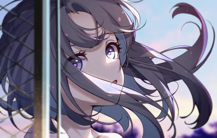 purple hair purple eyes Anime Original HD Desktop Wallpaper | Background Image
