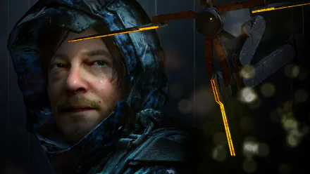 Sam Porter Bridges, portrayed by Norman Reedus in the video game Death Stranding, shown in detailed 4K Ultra HD PC wallpaper with a dark, atmospheric background.