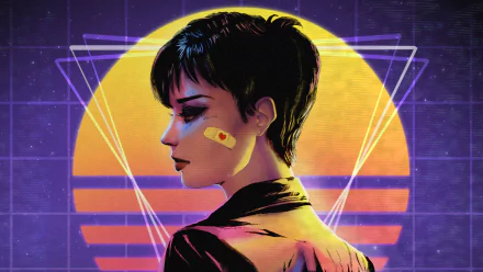 retrowave synthwave neon woman artistic HD Desktop Wallpaper | Background Image
