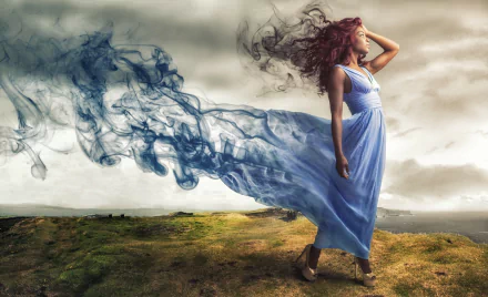  Woman in Disintegrating Blue Gown