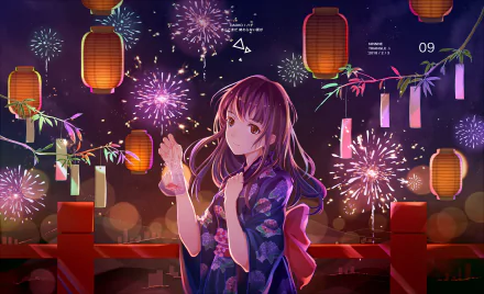 kimono fireworks lantern Nazuna Oikawa Anime Uchiage Hanabi, Shita kara Miru ka? Yoko kara Miru ka? HD Desktop Wallpaper | Background Image