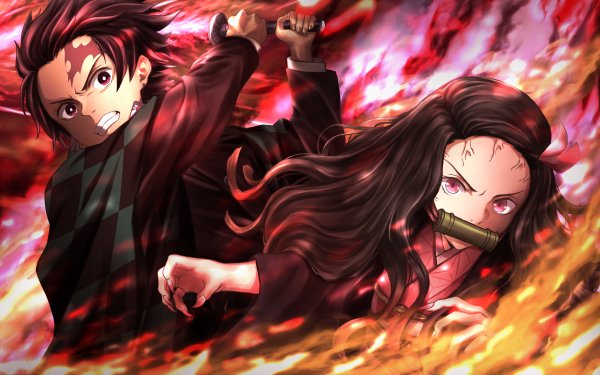 Anime Demon Slayer: Kimetsu no Yaiba Tanjiro Kamado Nezuko Kamado Hinokami Kagura HD Wallpaper | Background Image