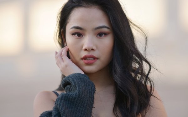 Women Asian Model Face Brown Eyes Black Hair HD Wallpaper | Background Image