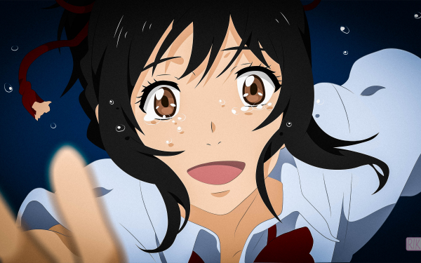 Anime Your Name. Mitsuha Miyamizu Kimi No Na Wa. Vector Tears Minimalist HD Wallpaper | Background Image