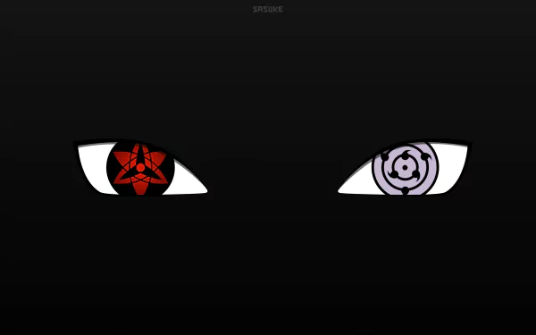Close-up of Sasuke Uchiha’s eyes from Naruto anime, featuring his Sharingan and Rinnegan, set against a black background in 4K Ultra HD desktop wallpaper style.