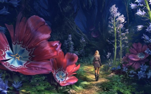 Fantasy Elf Forest Flower Magical HD Wallpaper | Background Image