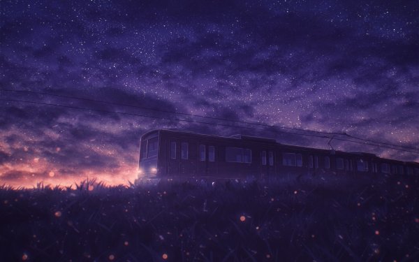 Anime Train Sunset Starry Sky Night Sky HD Wallpaper | Background Image