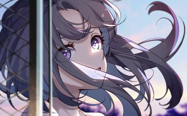 purple hair purple eyes Anime Original HD Desktop Wallpaper | Background Image