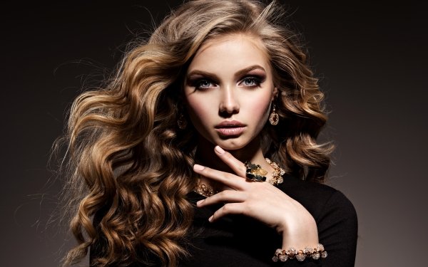Women Model Face Blonde Jewelry Blue Eyes HD Wallpaper | Background Image