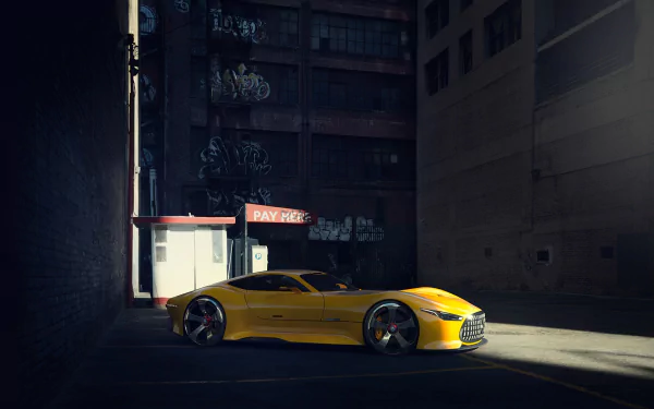 supercar yellow car car Mercedes-Benz vehicle Mercedes-Benz AMG Vision Gran Turismo HD Desktop Wallpaper | Background Image