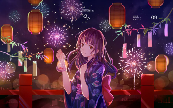 kimono fireworks lantern Nazuna Oikawa Anime Uchiage Hanabi, Shita kara Miru ka? Yoko kara Miru ka? HD Desktop Wallpaper | Background Image