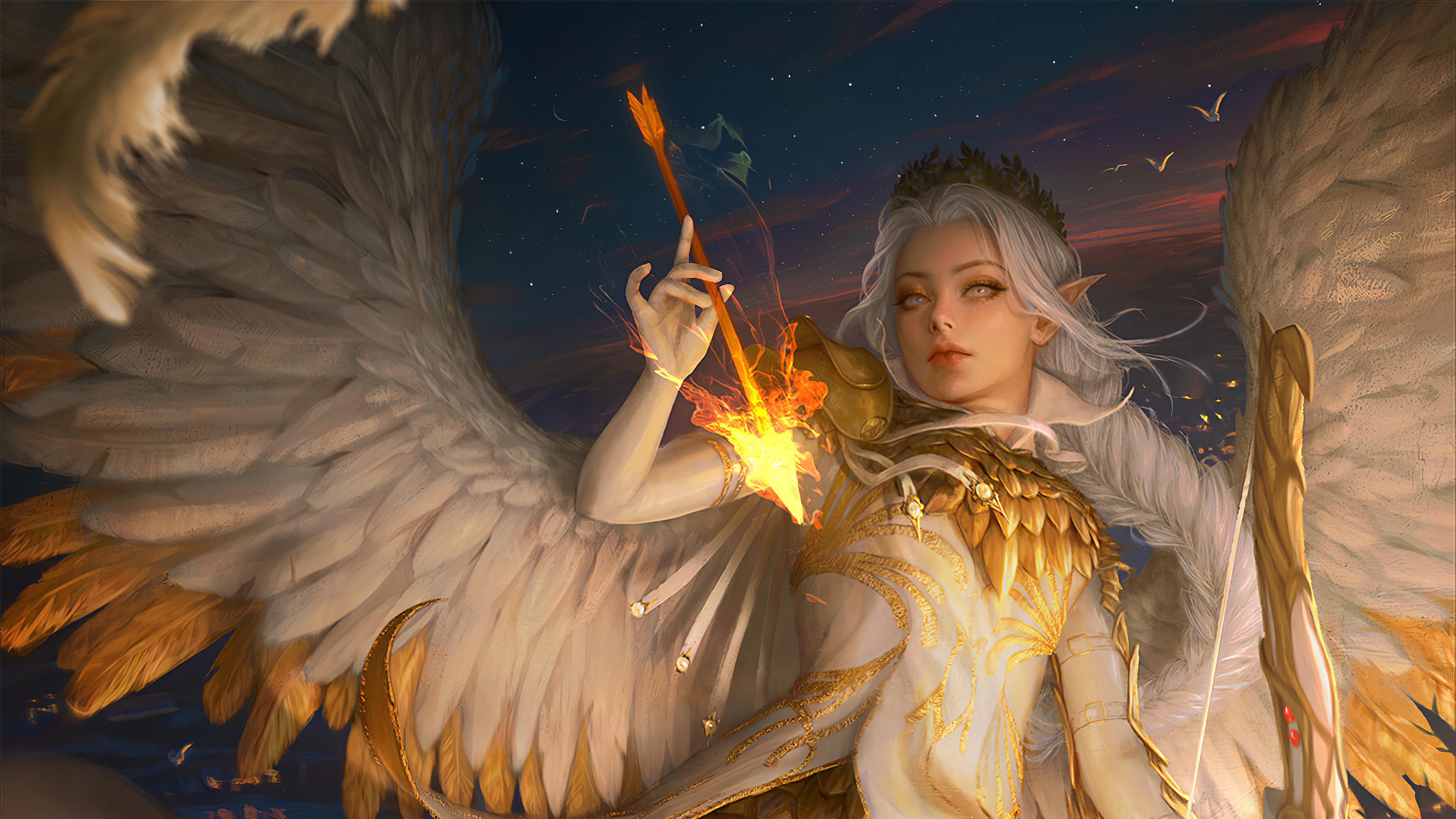 Angel Warrior with Fire Arrow by Ina Wong