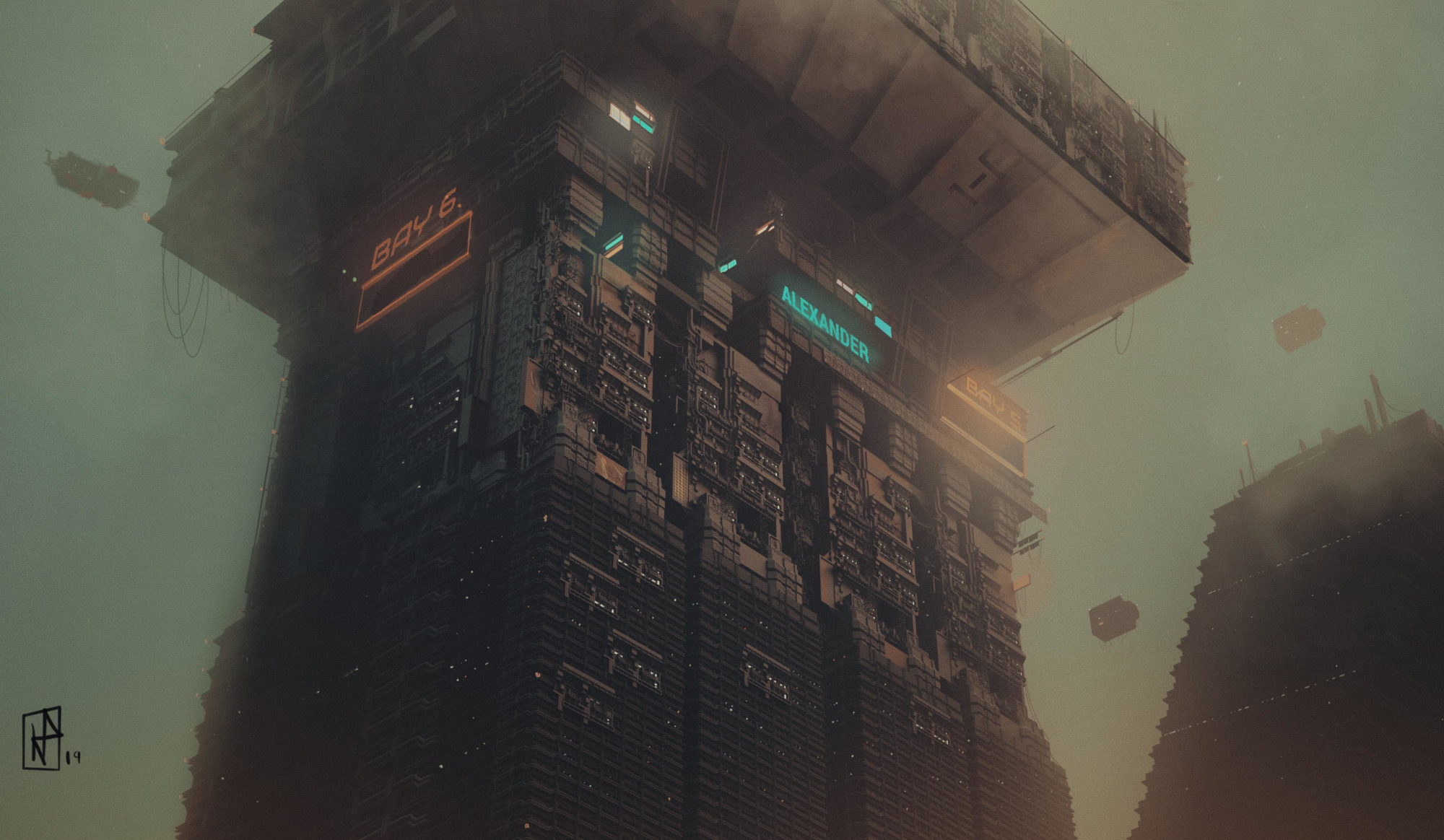 Download Sci Fi Building HD Wallpaper by Karl Poyzer