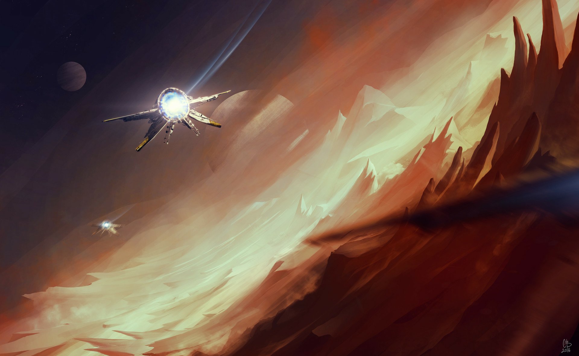 Download Spaceship Sci Fi Landscape HD Wallpaper by Célia Beauduc ...