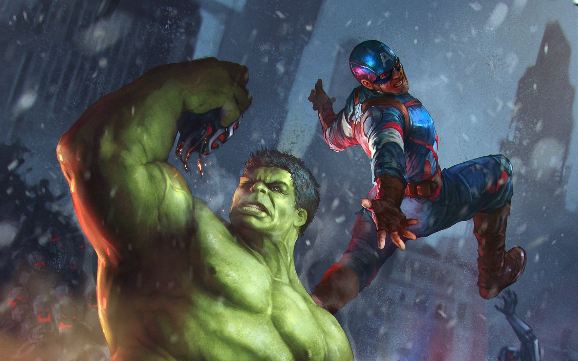 Download Captain America Hulk Comic Marvel Comics HD Wallpaper by Denys Tsiperko
