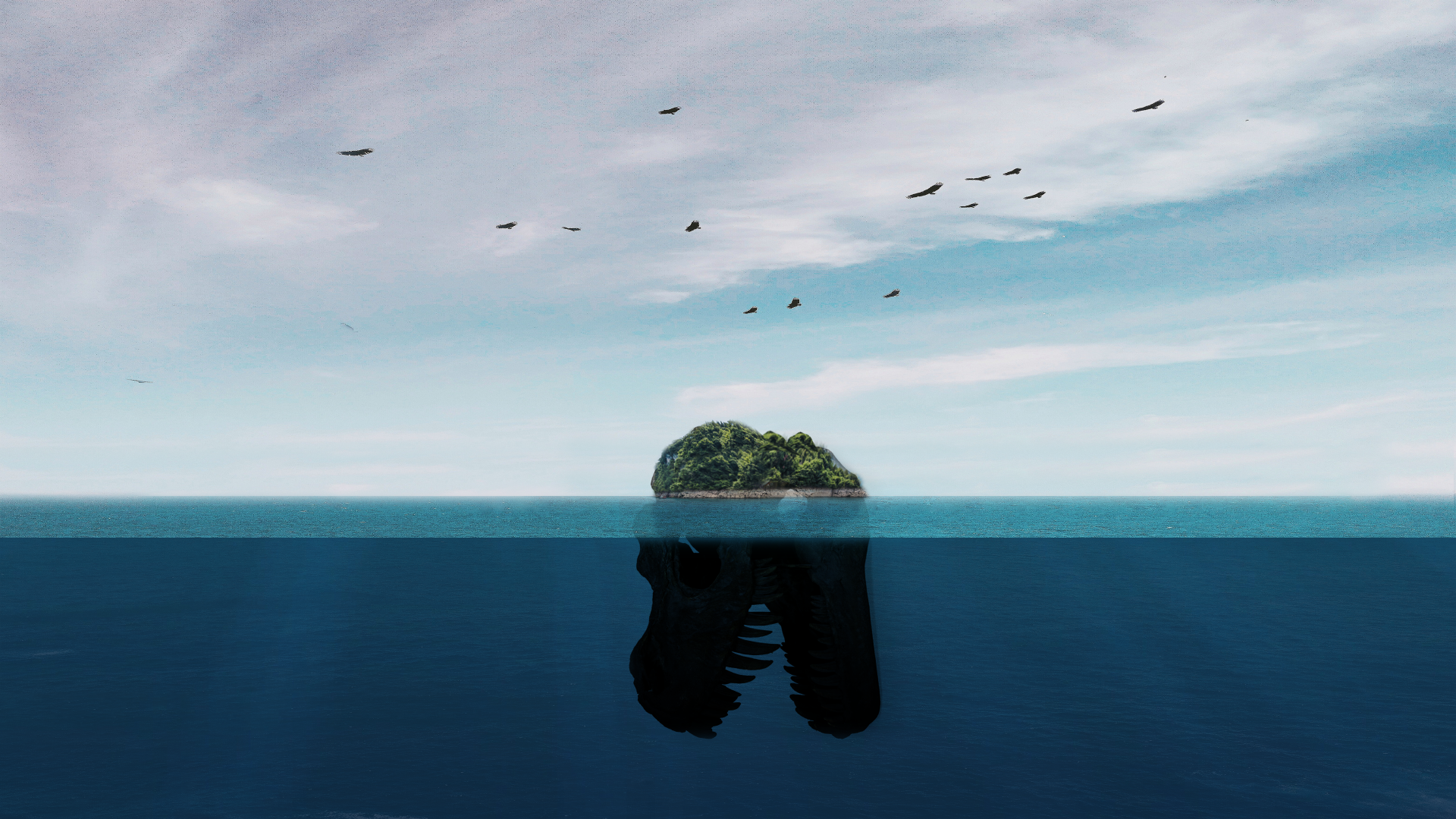 A calm wallpaper with dino and calm water. by adxsh