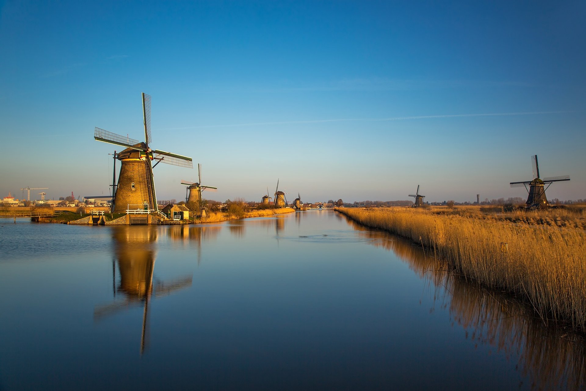 Download Netherlands Reflection Man Made Windmill HD Wallpaper