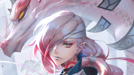 white hair dragon Anime Onmyoji HD Desktop Wallpaper | Background Image