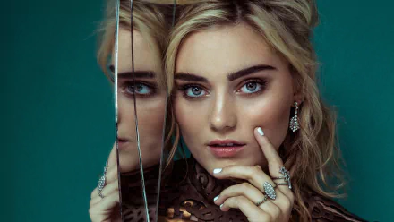 jewelry American blue eyes blonde mirror actress Celebrity Meg Donnelly HD Desktop Wallpaper | Background Image