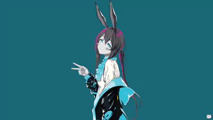 4K Ultra HD PC desktop wallpaper featuring a stylized character from the video game Arknights with rabbit ears, set against a solid teal background.