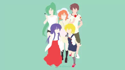 Hōjō Satoko Furude Rika Maebara Keiichi Rena Ryūgū Sonozaki Shion minimalist vector Anime Higurashi When They Cry minimalist anime HD Desktop Wallpaper | Background Image
