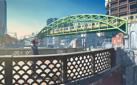 city tied-arch bridge Anime Original anime city HD Desktop Wallpaper | Background Image