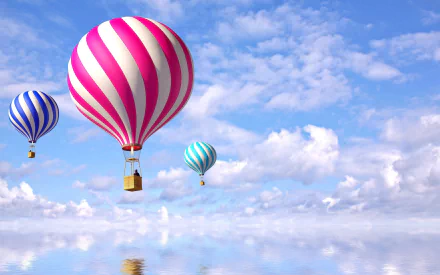  Colorful Hot Air Balloons in a Blue Sky