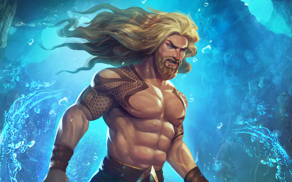 4K Ultra HD PC desktop wallpaper featuring Aquaman from DC Comics, depicted underwater with flowing hair and detailed comic-style art.