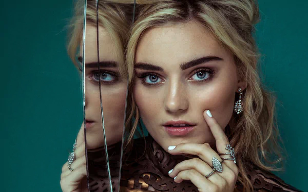 jewelry American blue eyes blonde mirror actress Celebrity Meg Donnelly HD Desktop Wallpaper | Background Image