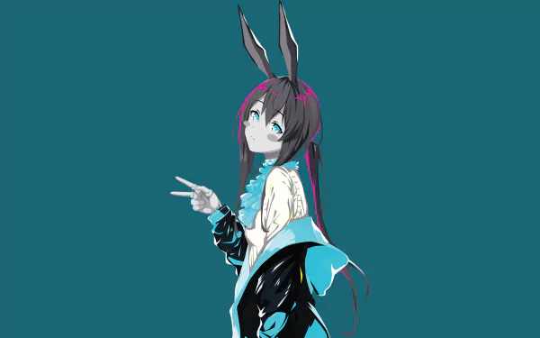 4K Ultra HD PC desktop wallpaper featuring a stylized character from the video game Arknights with rabbit ears, set against a solid teal background.