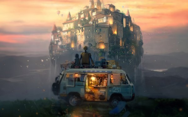 Fantasy City Van Robot Car HD Wallpaper | Background Image